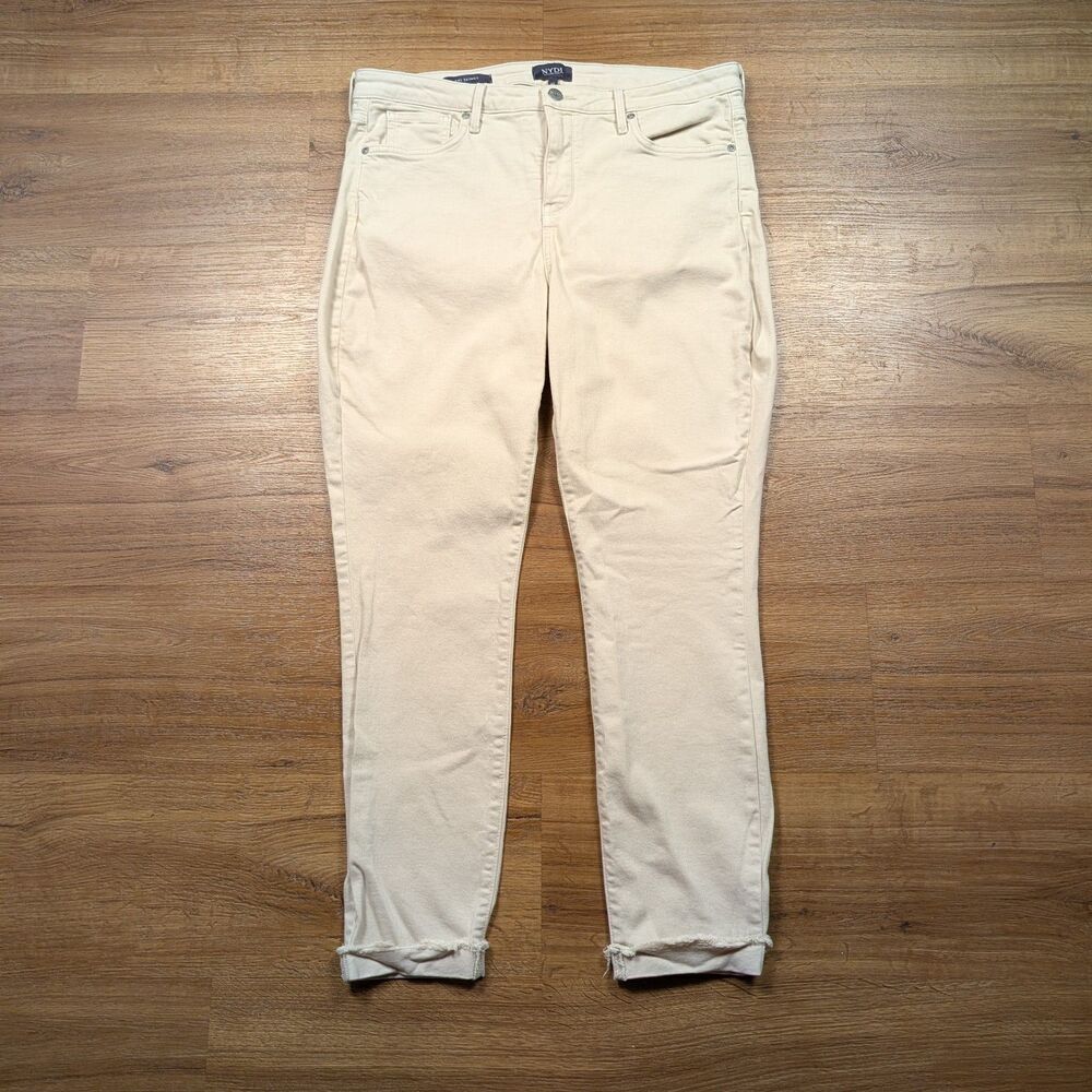 NYDJ Ami Skinny Mid Rise Jeans Size 12 Cream White Minimalist Quiet Luxury